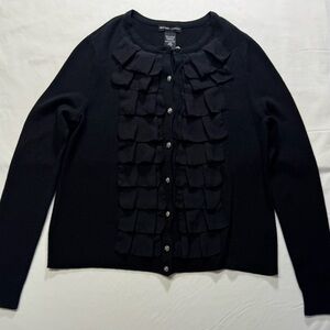 New York & Company Black Ruffled Cardigan